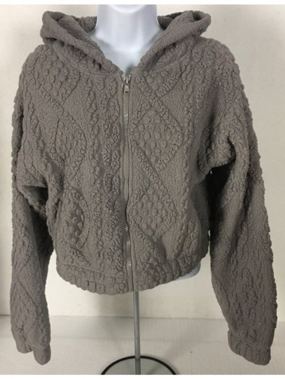 Gilly Hicks Jacket Size XXS Gray Hooded Front Zipper Long Sleeves Pockets